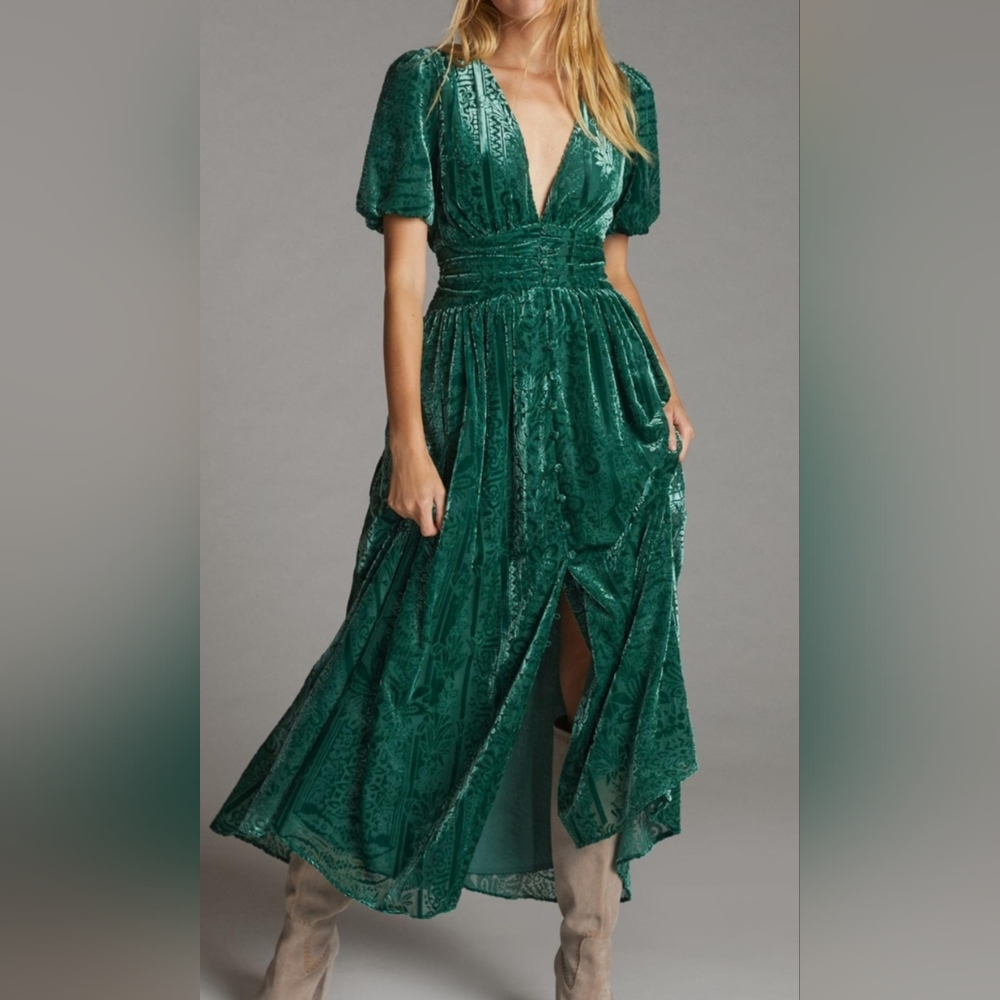 Anthropologie Green Maxi Dress